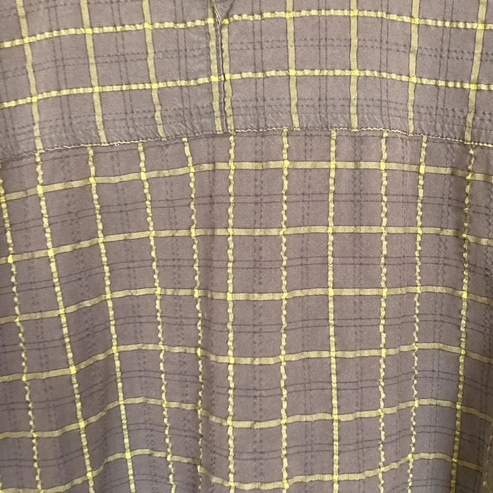 The North Face Mens Short Sleeve‎ Button Up Shirt XL Green Yellow Plaid Pocket